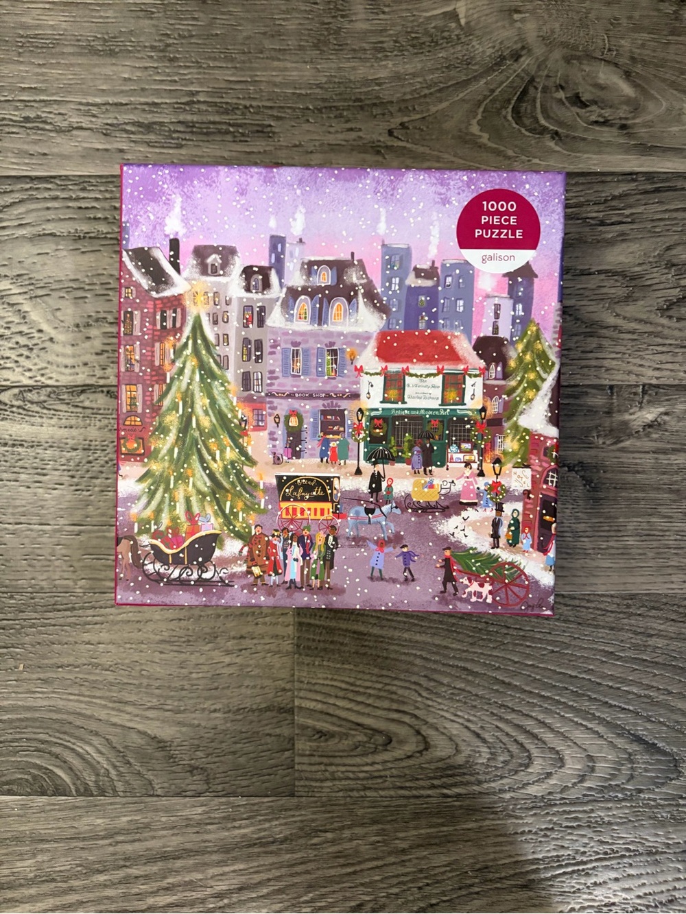 Galison Purple Holiday Village 1000-Piece Puzzle in original package